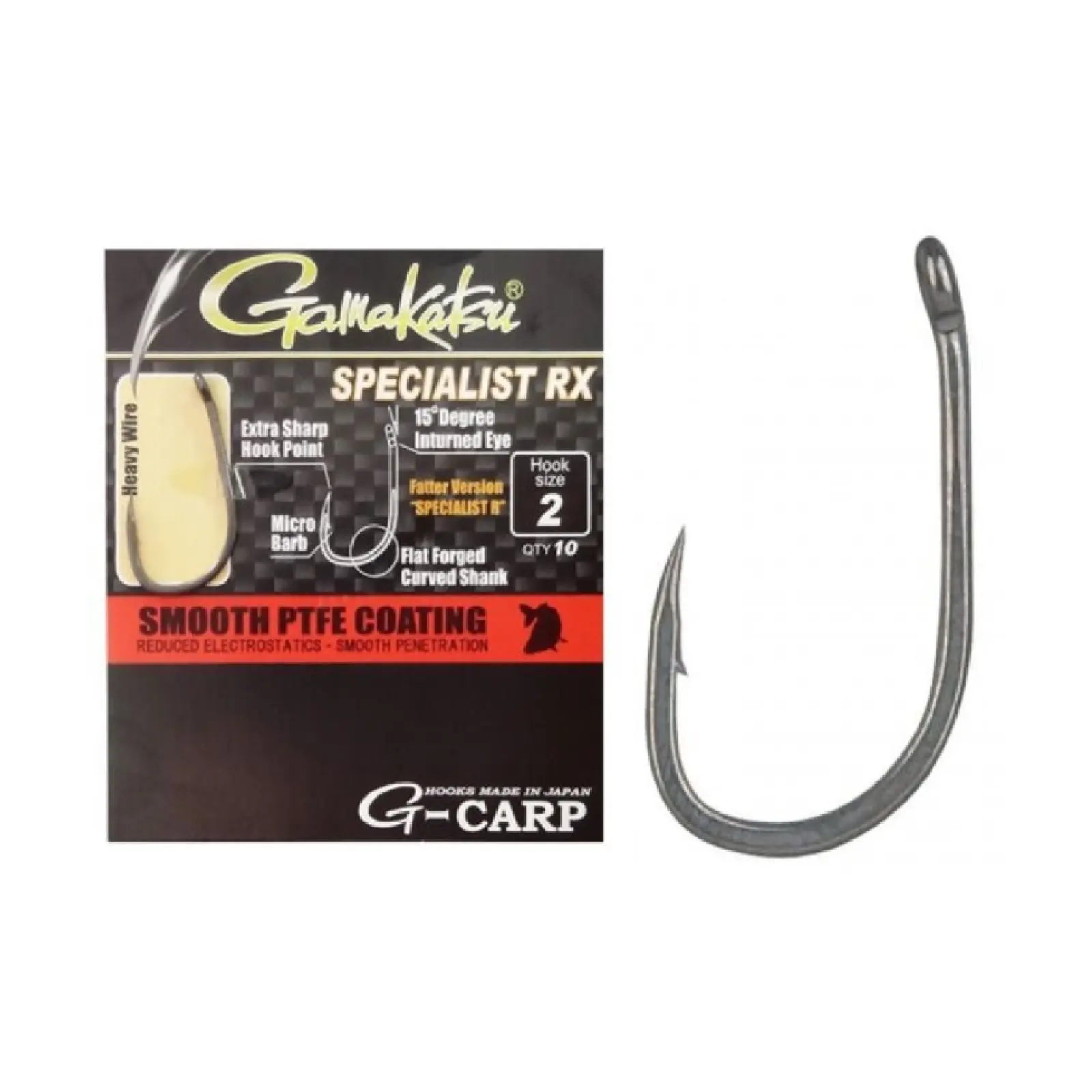 PESCUIT LA CRAP - Cârlige Gamakatsu G-Carp Specialist RX Nr.8 PTFE 10buc
