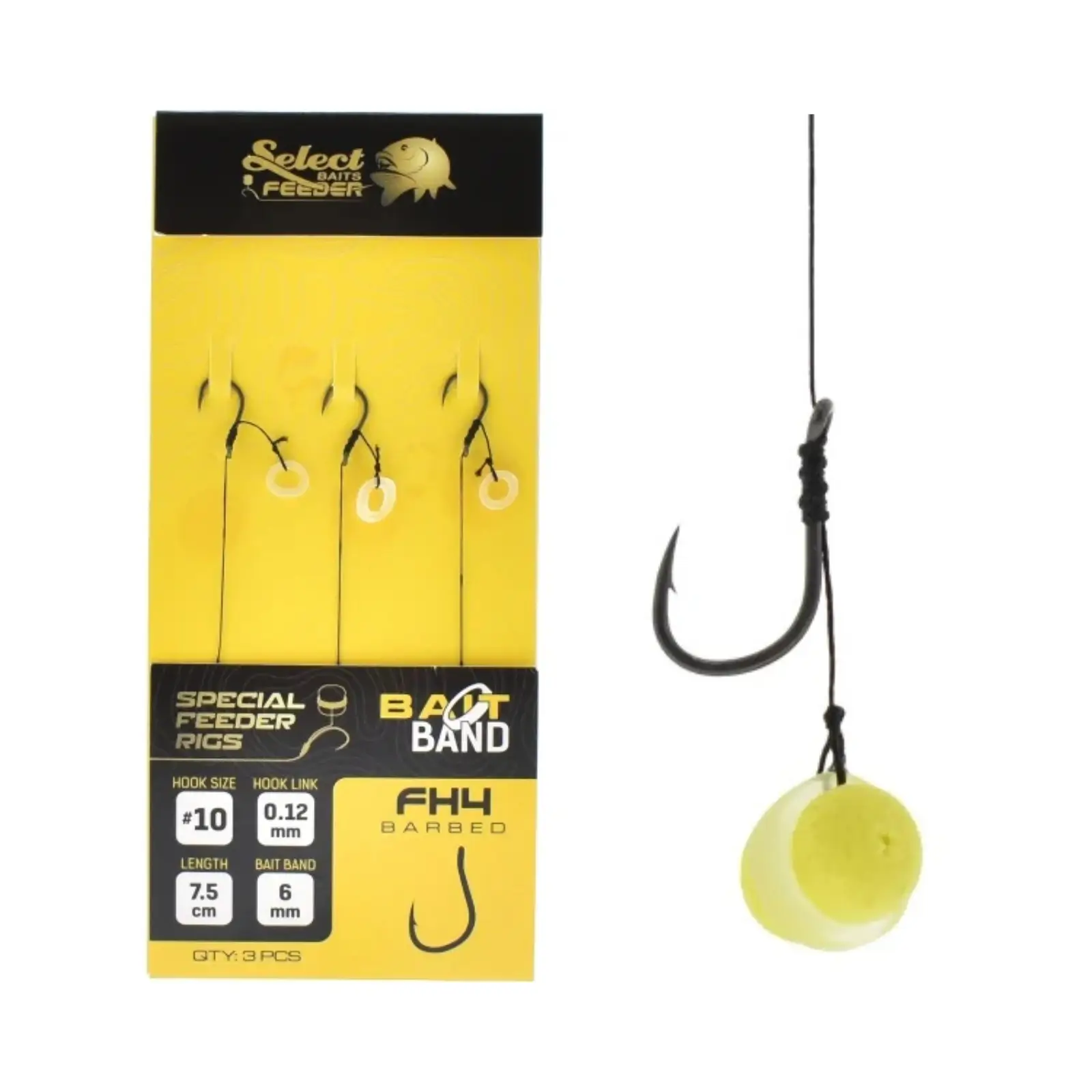 Accerorii Feeder & Staționar - Cârlige Legate Select Baits FH4 Method Feeder Bait Band Nr. 10 7.5cm 0.12mm