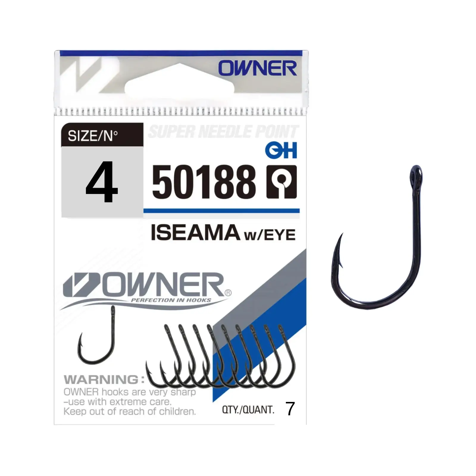 Cârlige crap - Carlige Owner 50188 Iseama With Eye Nr.4 – 7 buc/plic