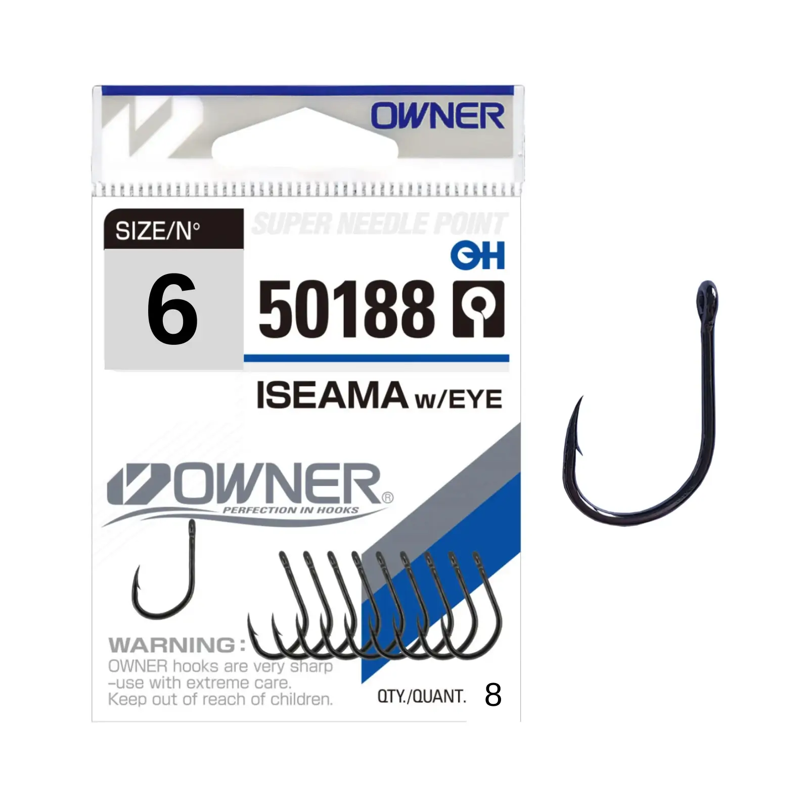 Cârlige crap - Carlige Owner 50188 Iseama With Eye Nr.6 – 8 buc/plic