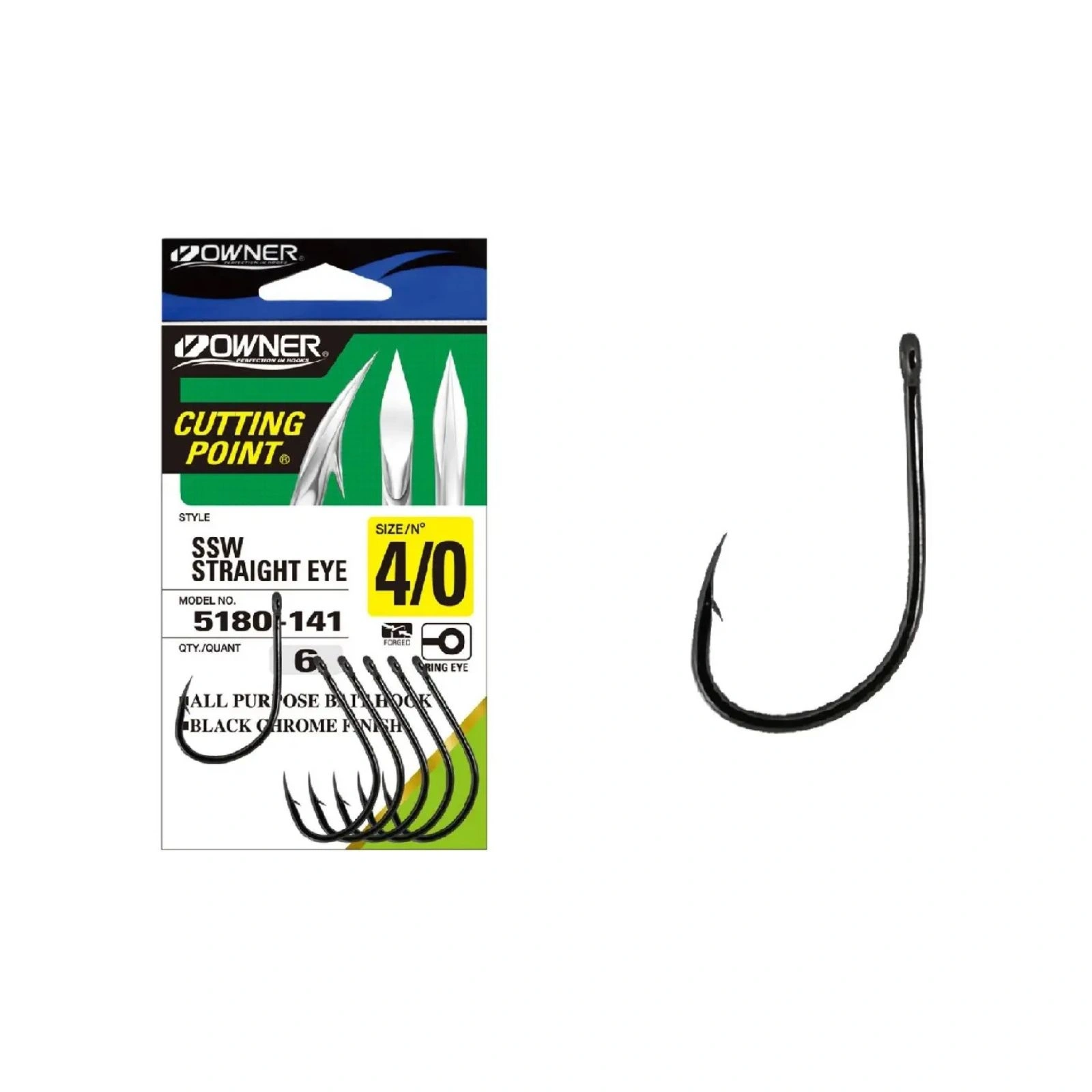 CÂRLIGE CRAP - Cârlige Owner 5180 SSW Straight Eye Nr.4 10buc/plic