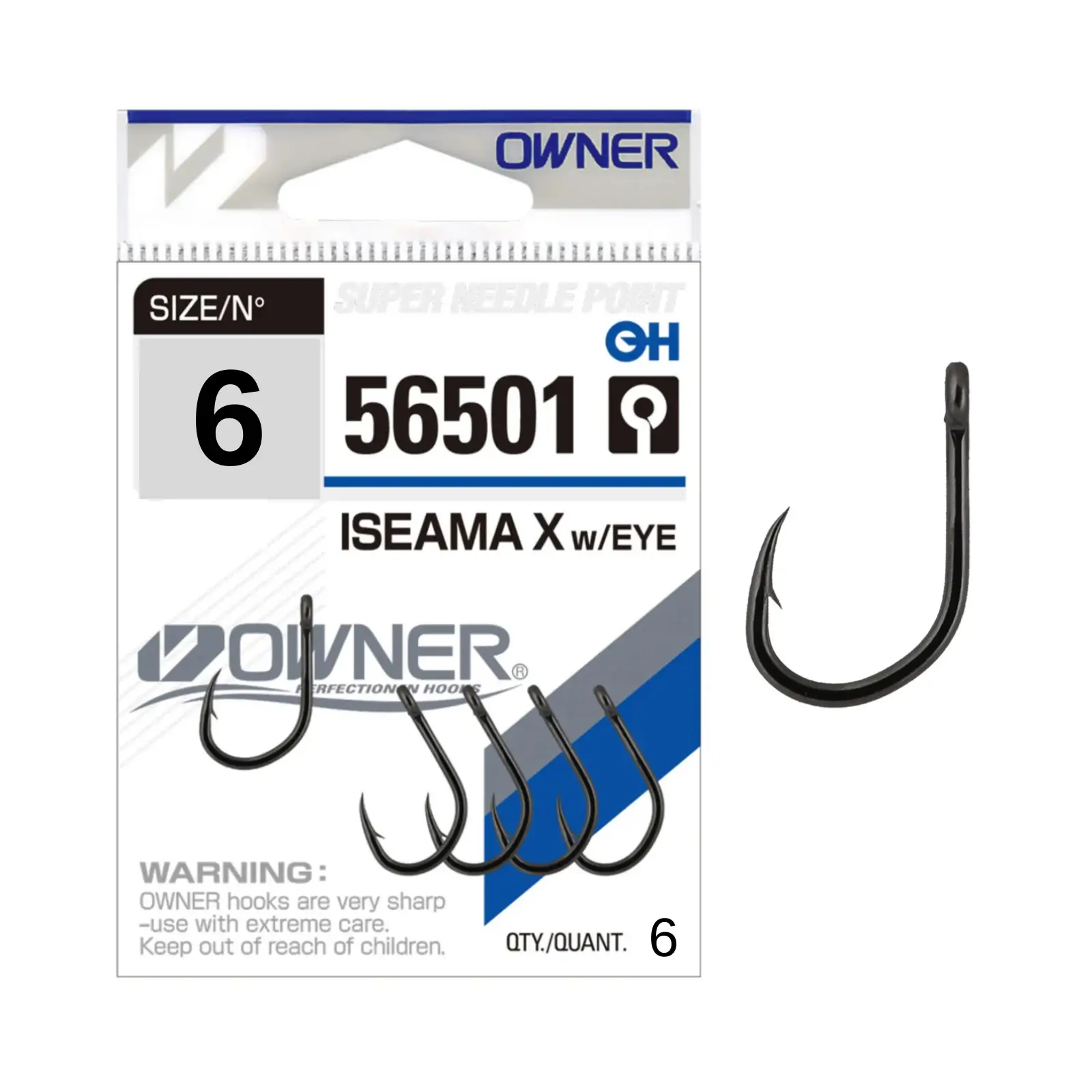 Cârlige crap - Cârlige Owner 56501 Iseama X Eye Nr.6 - 6buc