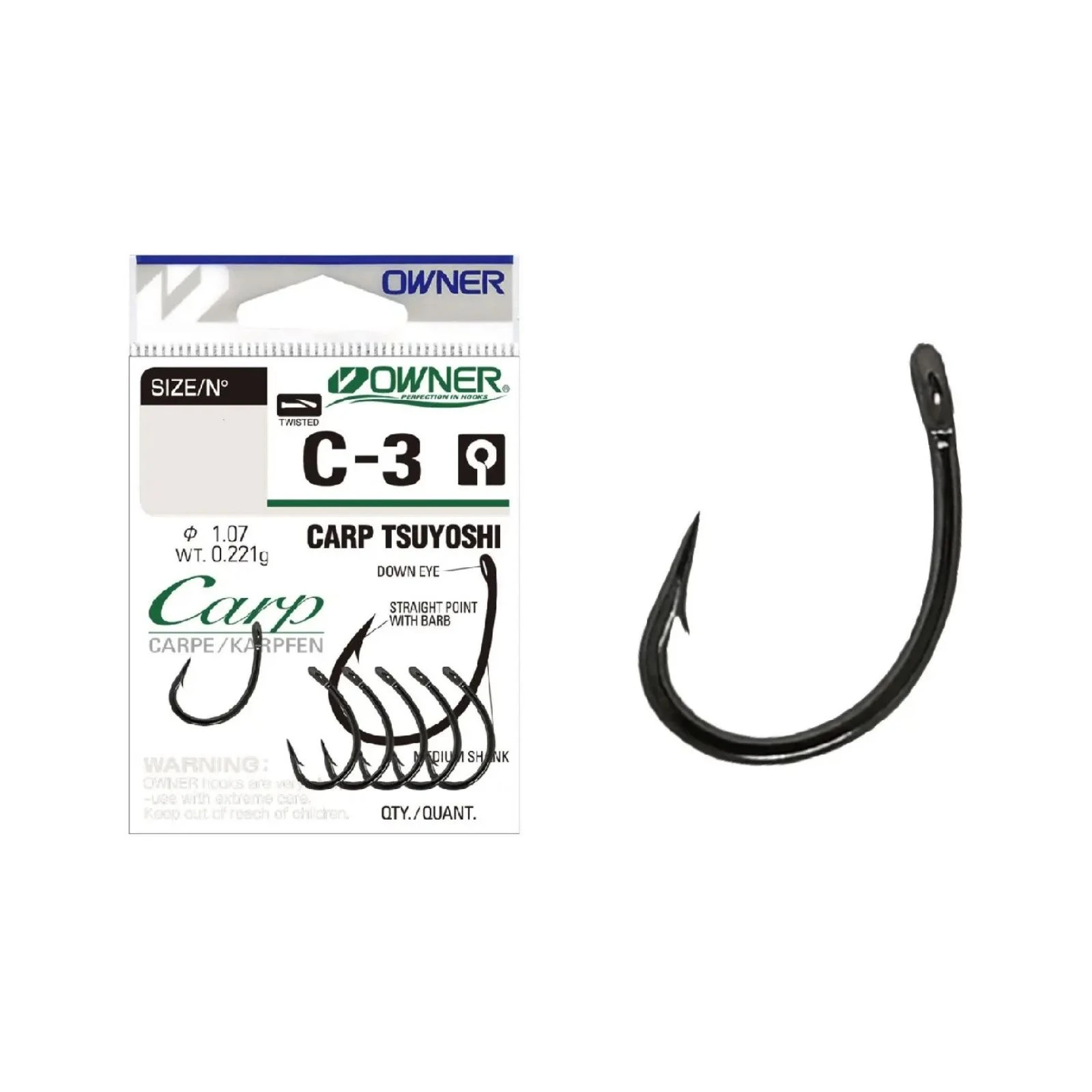 CÂRLIGE CRAP - Cârlige Owner C-3 Carp Tsuyoshi Nr.4 6buc/plic