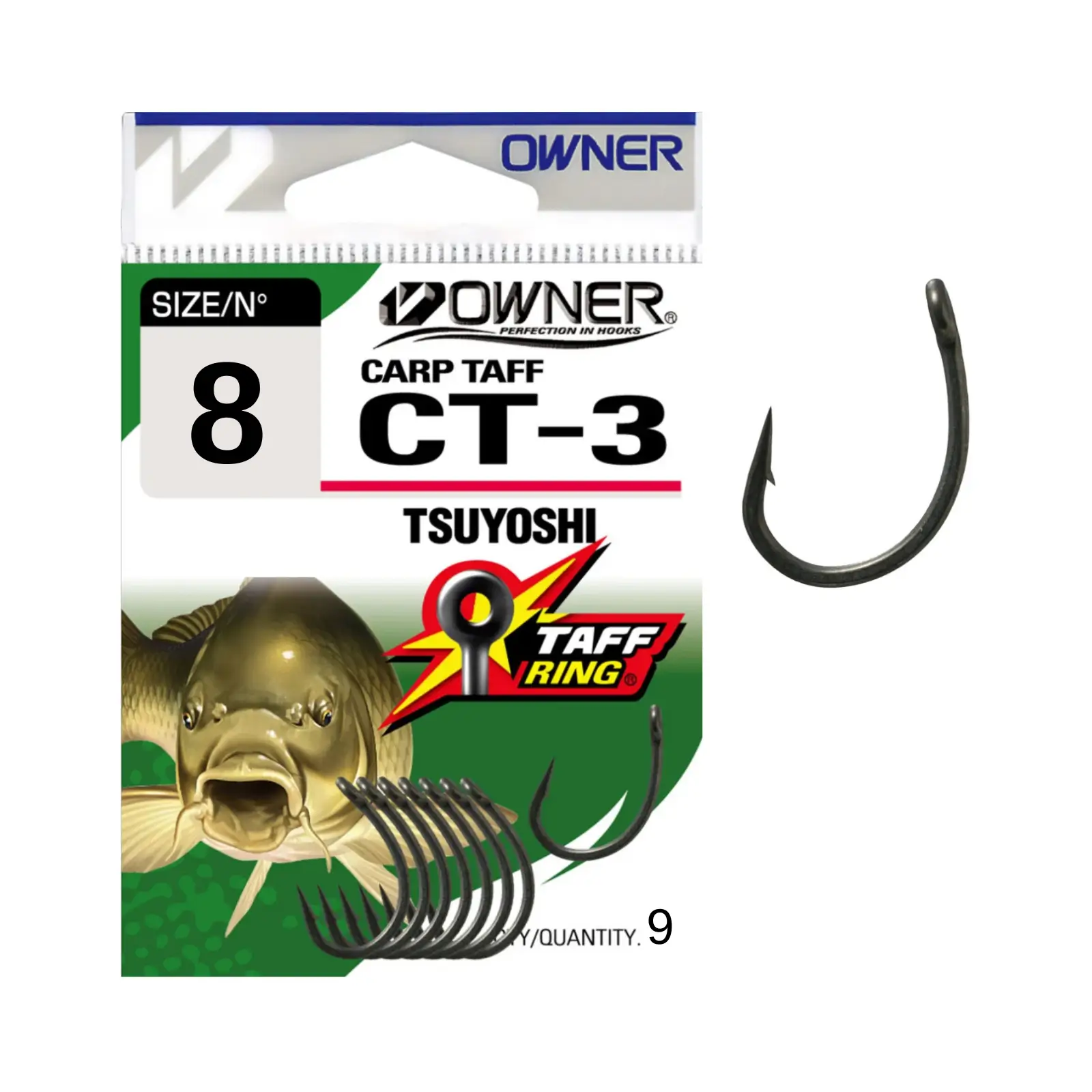 Cârlige Crap - Cârlige Owner CT-3 Carp Tsuyoshi Nr.8, 9buc/plic
