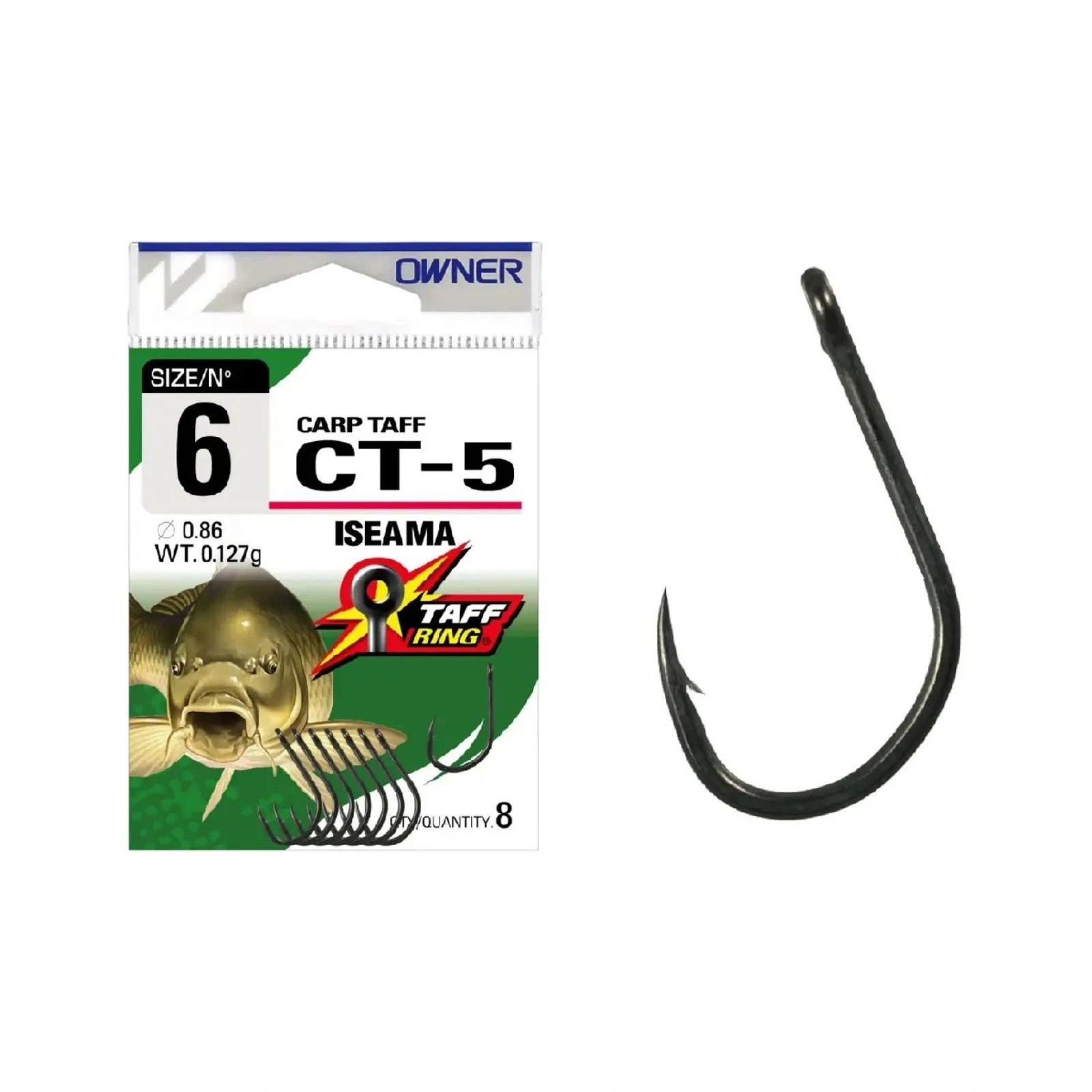 CÂRLIGE CRAP - Cârlige Owner CT-5 Carp Iseama Nr.8 9buc/plic