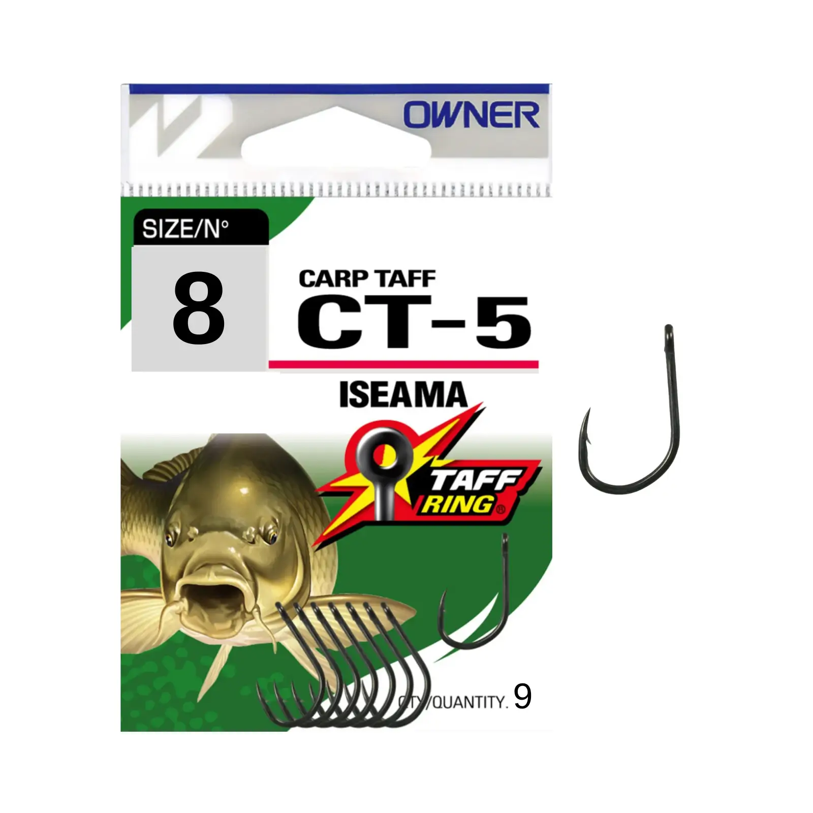 Cârlige Crap - Cârlige Owner CT-5 Carp Iseama Nr.8, 9buc/plic