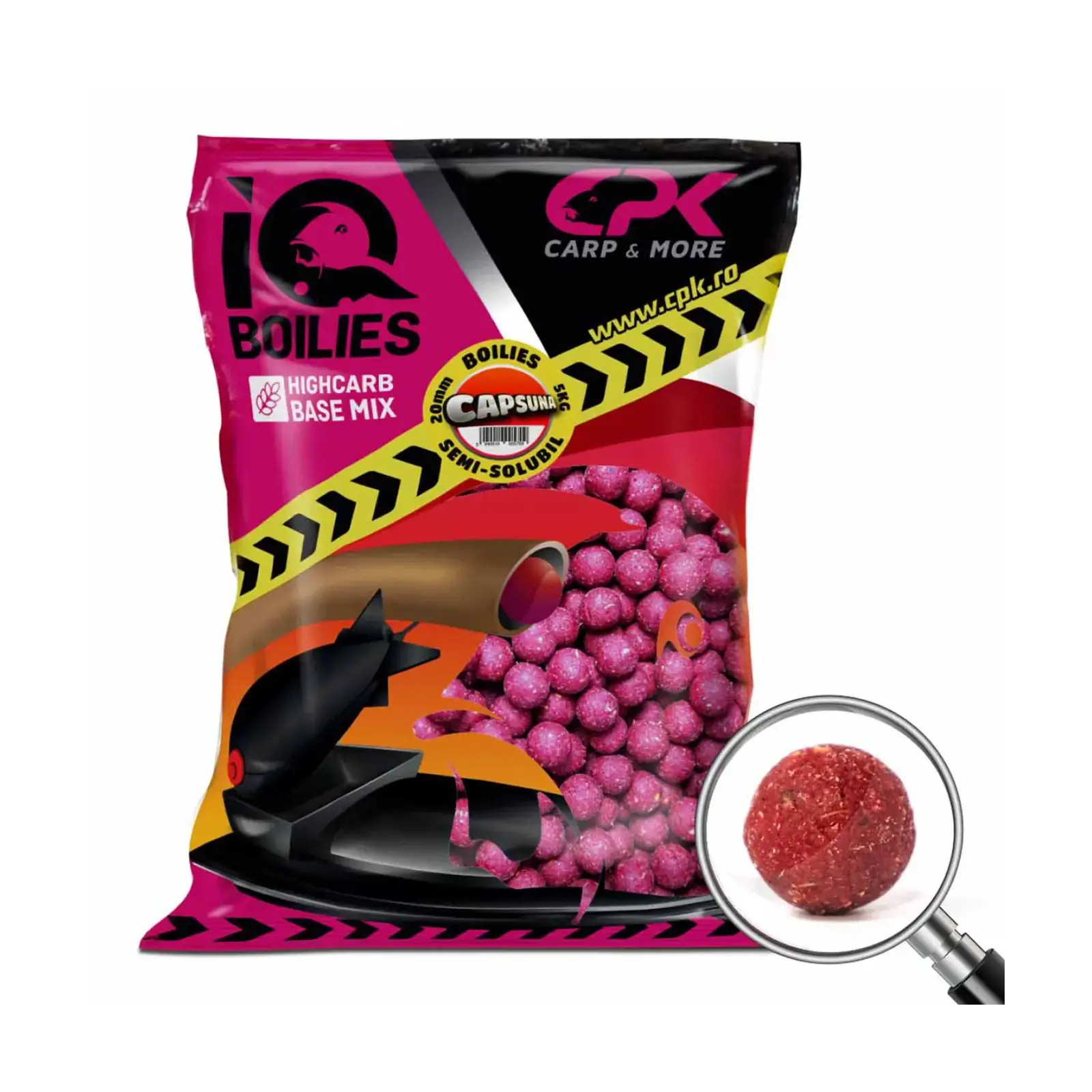 BOILIES DE NĂDIT - Boilies Semisolubil CPK IQ 20mm Căpșună 5kg