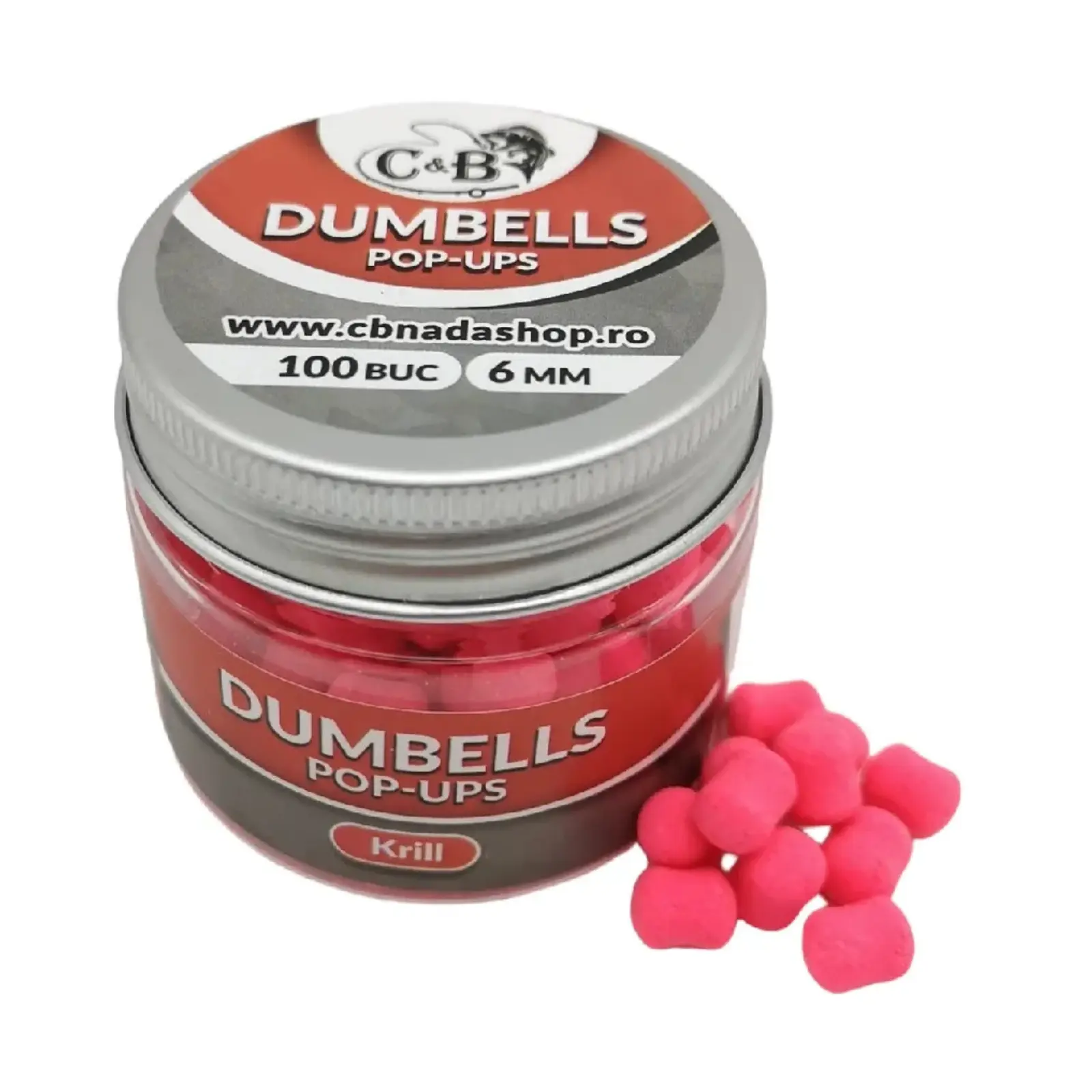 Dumbells Pop-Up C&B Krill Roz 6mm 100 bucăți