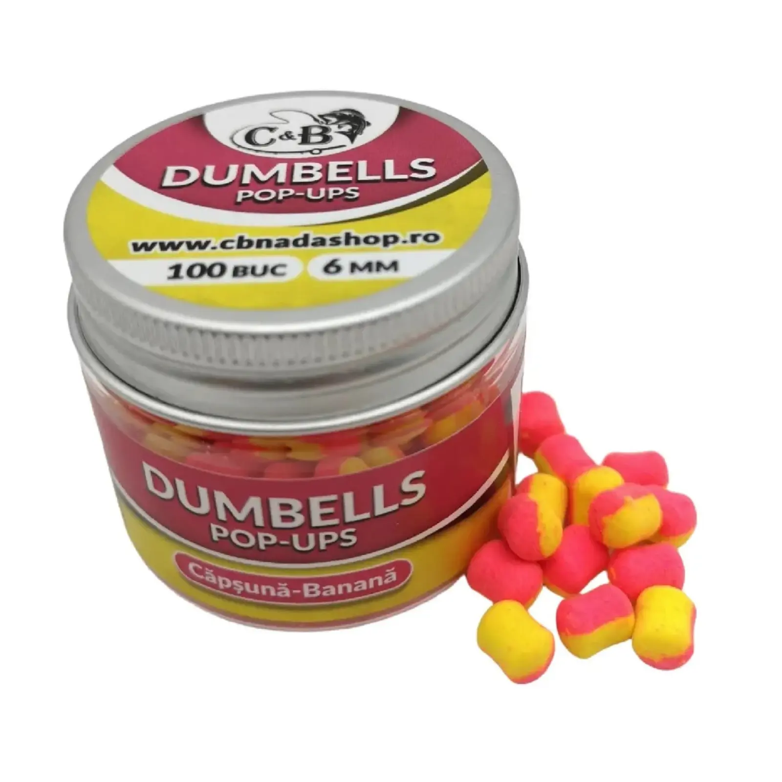 Wafters, Pop-up - Dumbells Pop-Up C&B Căpșună Banană 6mm 100 bucăți