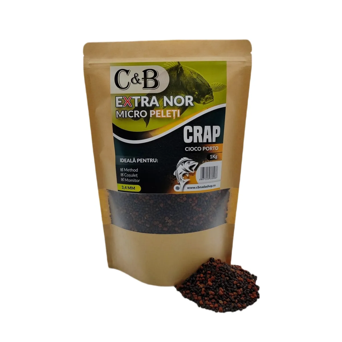 Pelete Crap, Caras - Micro Pelete C&B Extra Nor 3,4mm Cioco Porto 1Kg