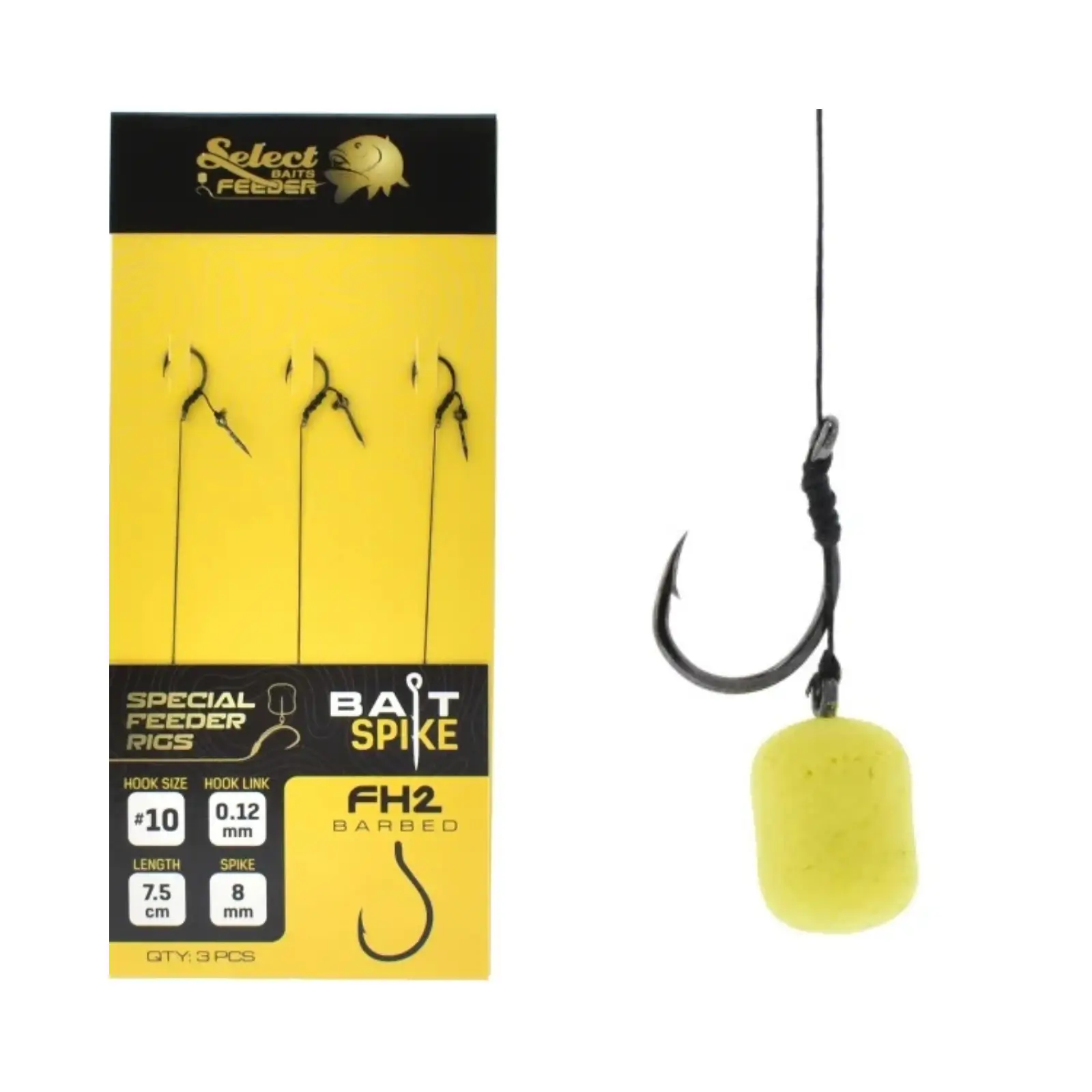 Accerorii Feeder & Staționar - Montură Crap Select Baits FH2 cu Spin Method Feeder, Cârlig Nr.10, 3 buc/set