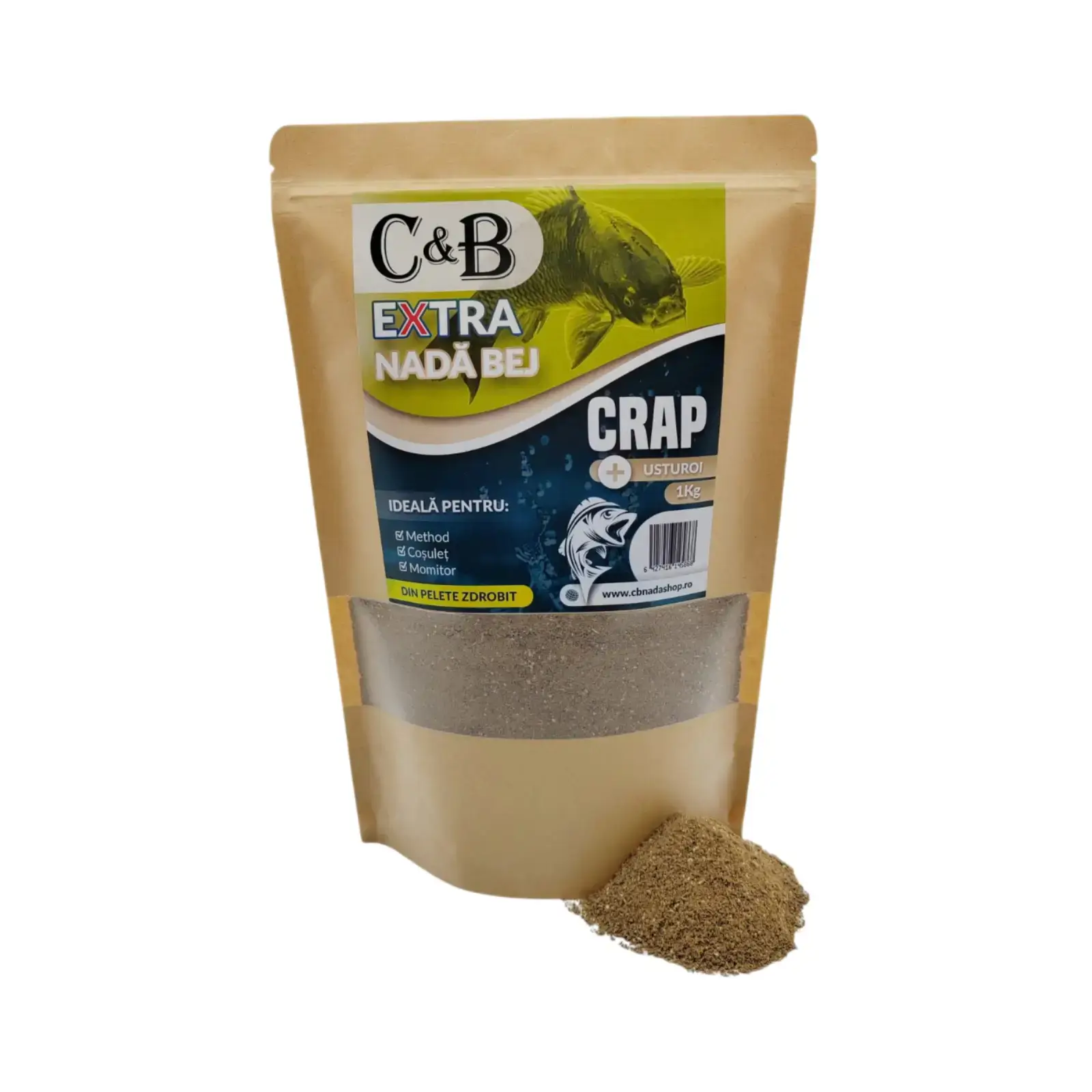 Nadă, Groundbait și Stick Mix - Nadă C&B Extra Bej Usturoi 1kg pentru Crap