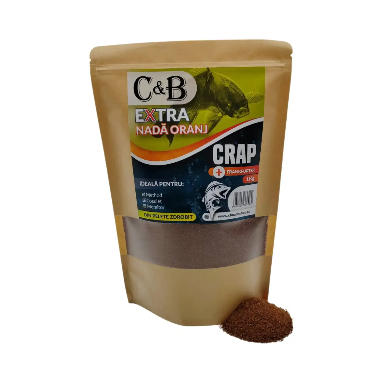 Nadă C&B Extra Oranj Frankfurter 1kg Cârnați Picanți