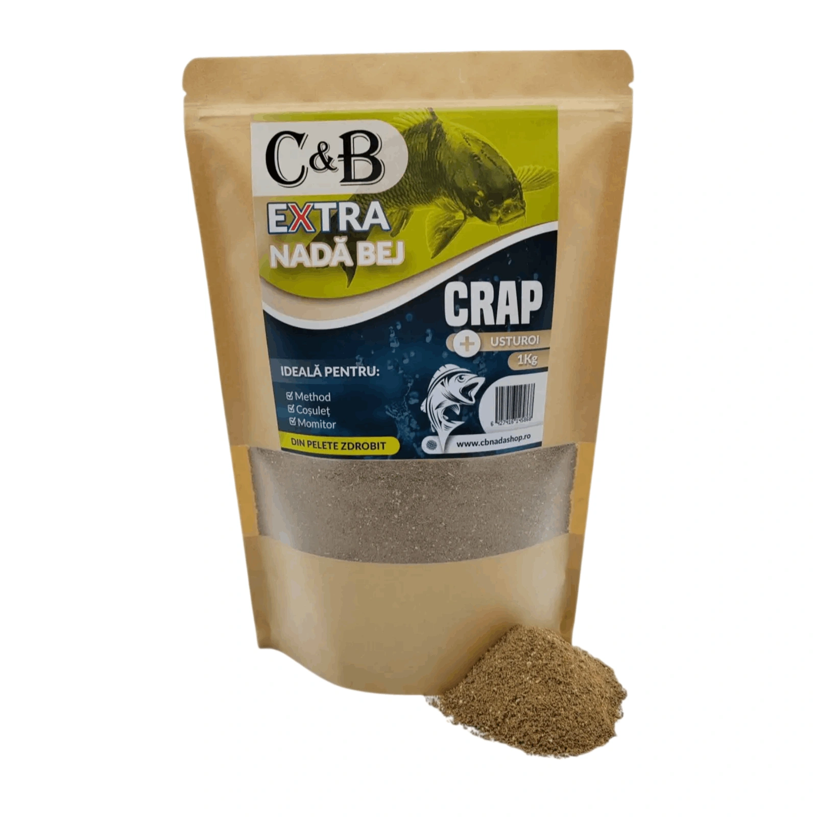 Nadă, Groundbait și Stick Mix - Nadă C&B Extra Bej Usturoi 1kg pentru Crap