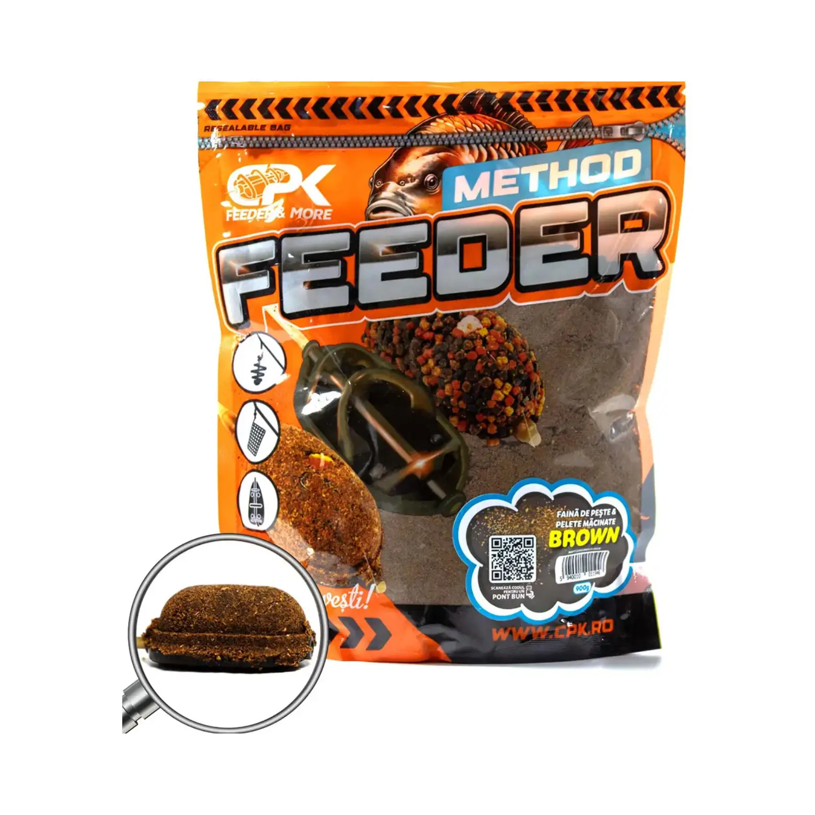 Nadă, Groundbait și Stick Mix - GROUNDBAIT METHOD FEEDER FAINA DE PESTE & PELETE MACINATE CPK Mix 900g