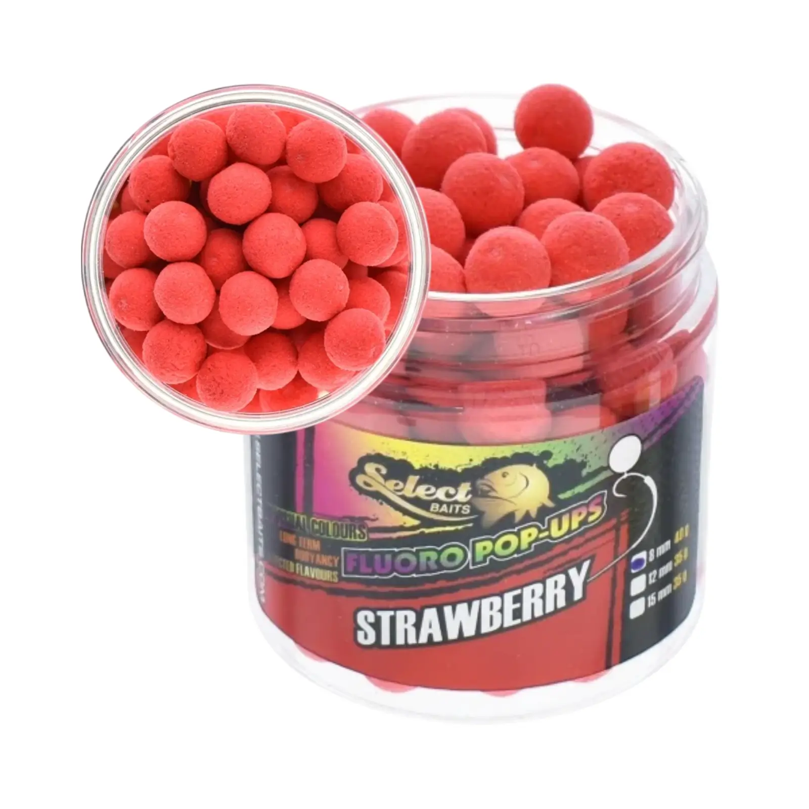 Pop-up Select Baits Strawberry Roșu Fluo 8mm, 40g