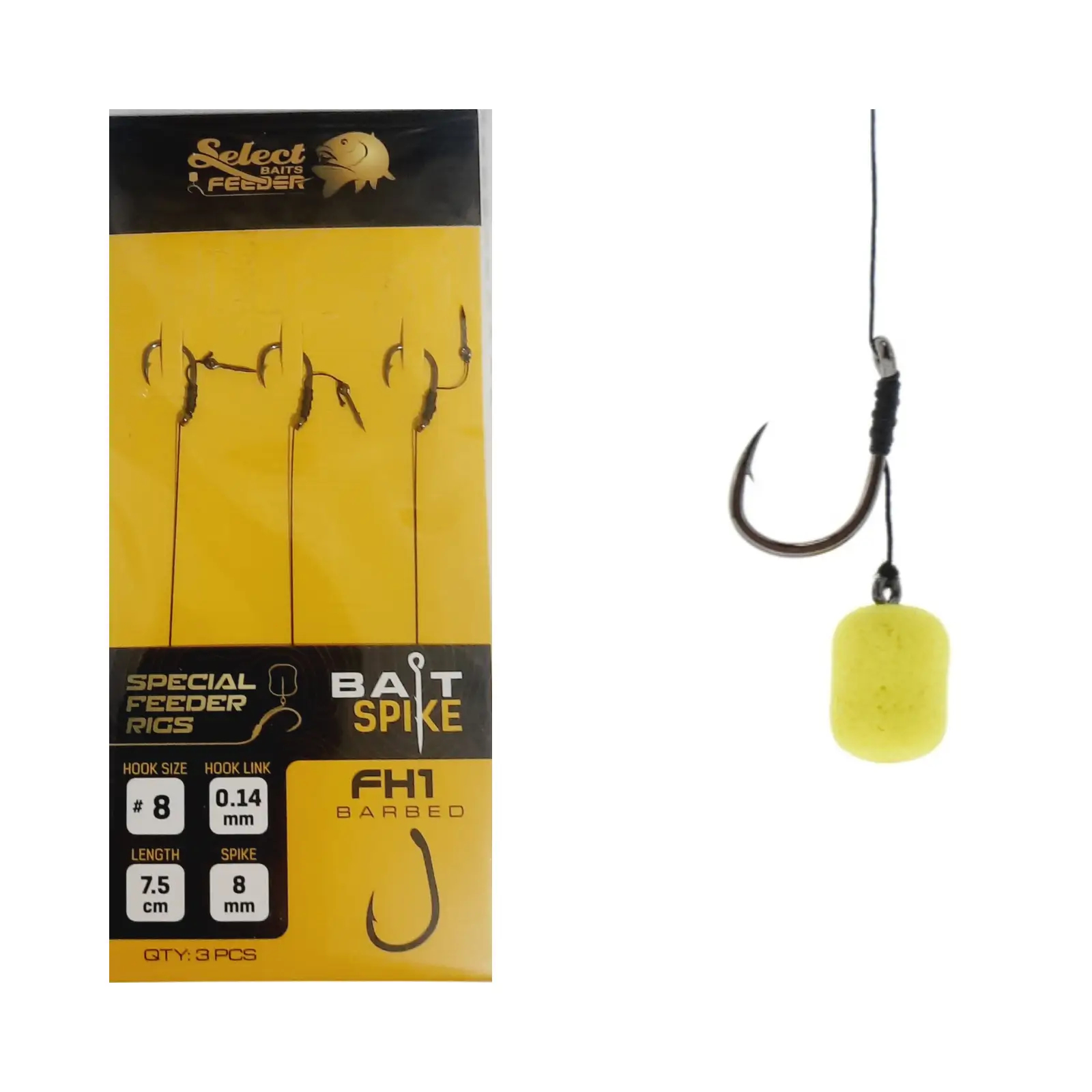Accerorii Feeder & Staționar - Rig Gata Legat Select Baits FH1 Method Feeder, Cârlig Nr.8, 3buc