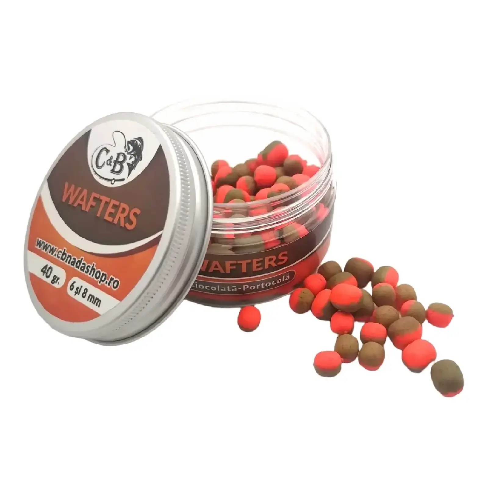 Wafters, Pop-up - Wafters C&B Ciocolată Portocală 6-8mm 40g Cilindrice Maro Roșu