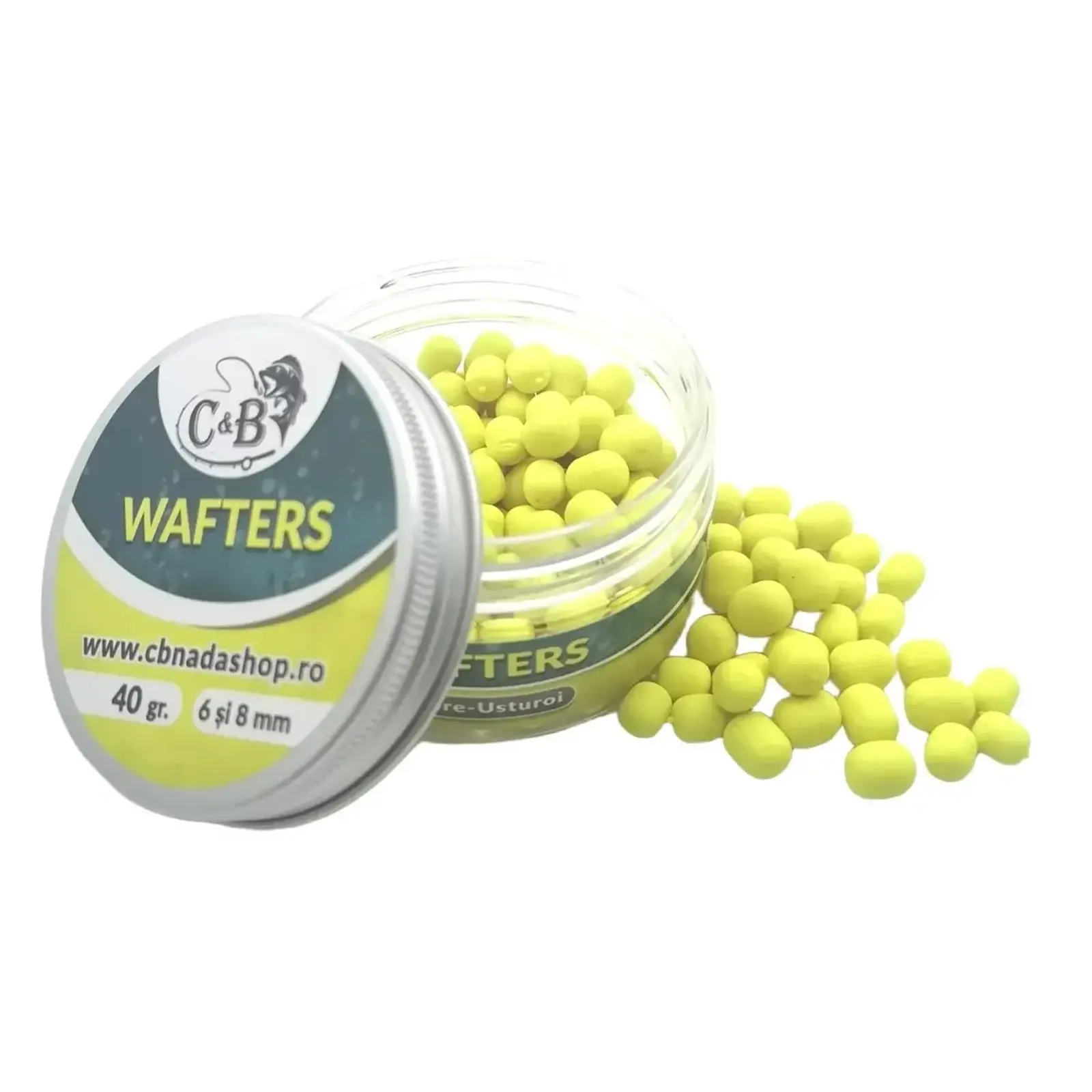 Wafters, Pop-up - Wafters C&B Miere Usturoi 6/8mm 40g Cilindrice Galben Fluo
