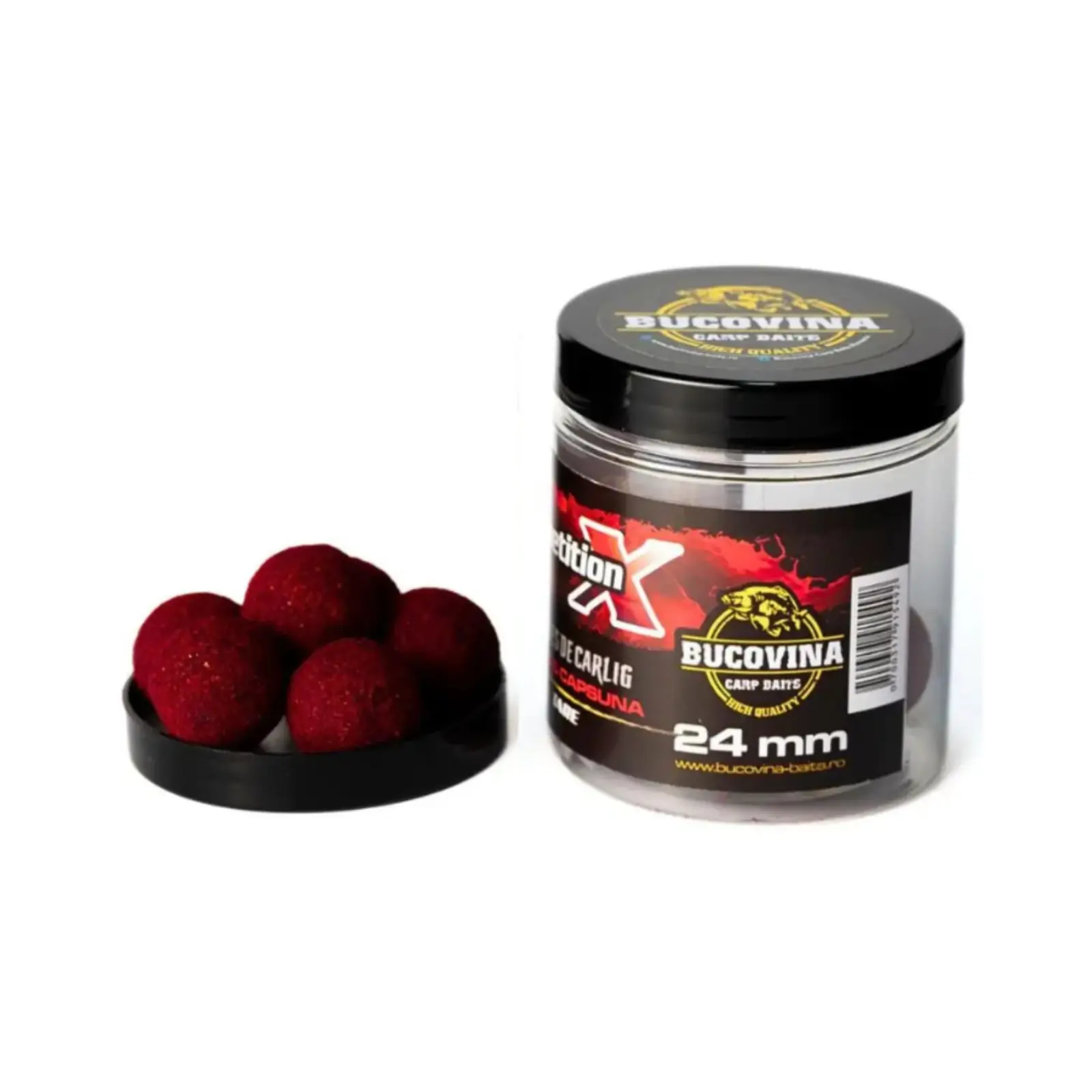 Boilies de Cârlig Bucovina Baits Glazurate 150g - Competițion X, Z și The Secret 24mm, 150g, TARE, Squid Căpșună