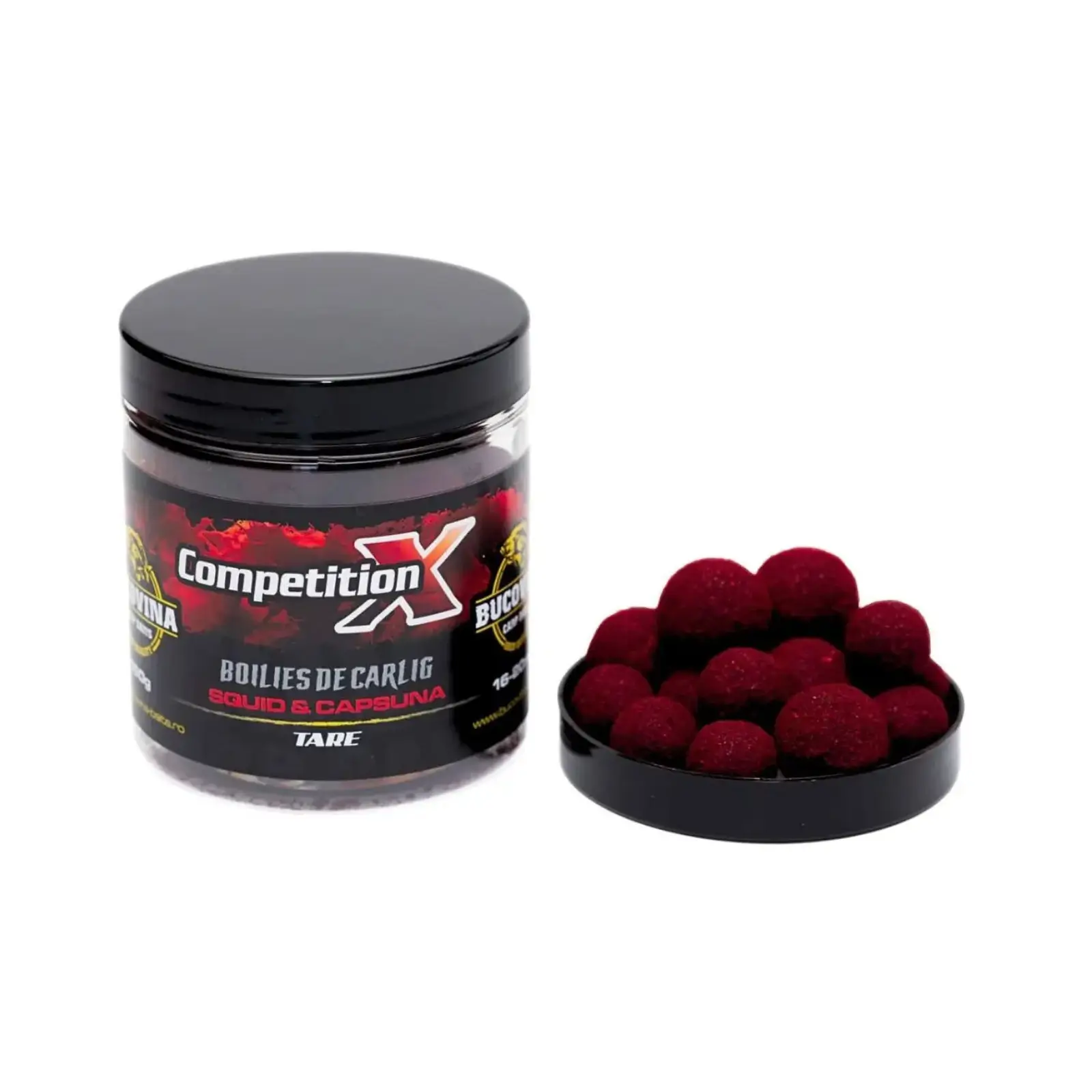 Boilies de Cârlig Bucovina Baits Glazurate 150g - Competițion X, Z și The Secret 16-20mm, 150g, TARE, Squid Căpșună