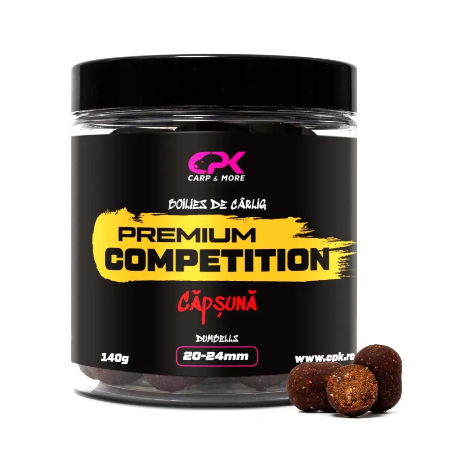 Boilies de Cârlig CPK Competițion Dumbells, 20 24mm, 140g 20-24mm, 140g, TARE, Căpșună