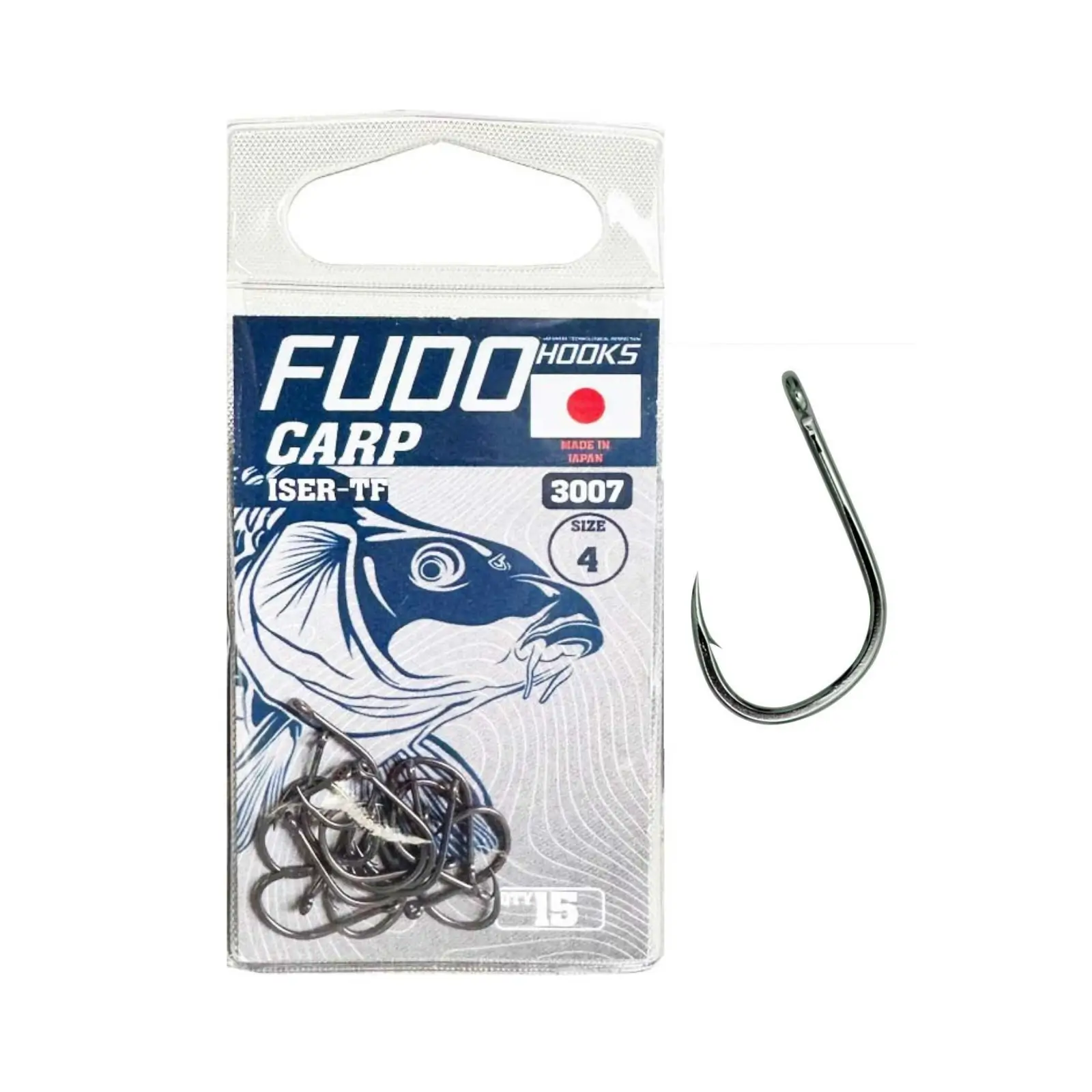 Cârlige Crap Fudo Iseama With Ring Teflonate TA-3007, Nr. 1-6 NR.4, 15 Buc