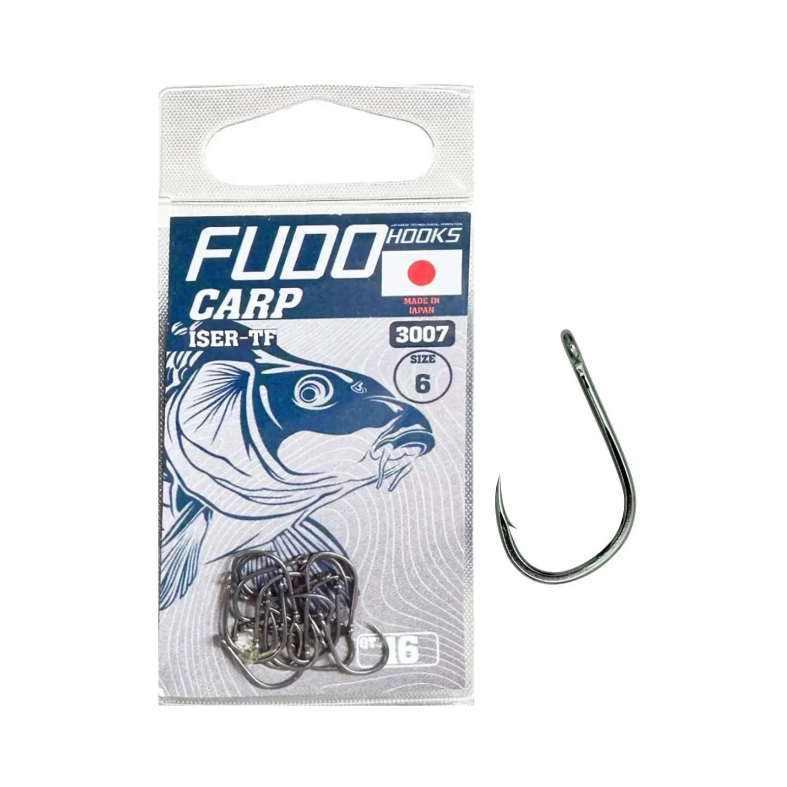 Cârlige Crap Fudo Iseama With Ring Teflonate TA-3007, Nr. 1-6 NR.6, 16 Buc