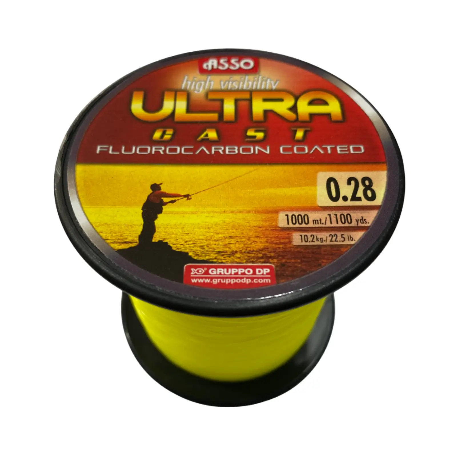 Fir Monofilament Asso Ultra Cast Galben Fluo 1000m - Diverse Grosimi 0,28mm, 1000M