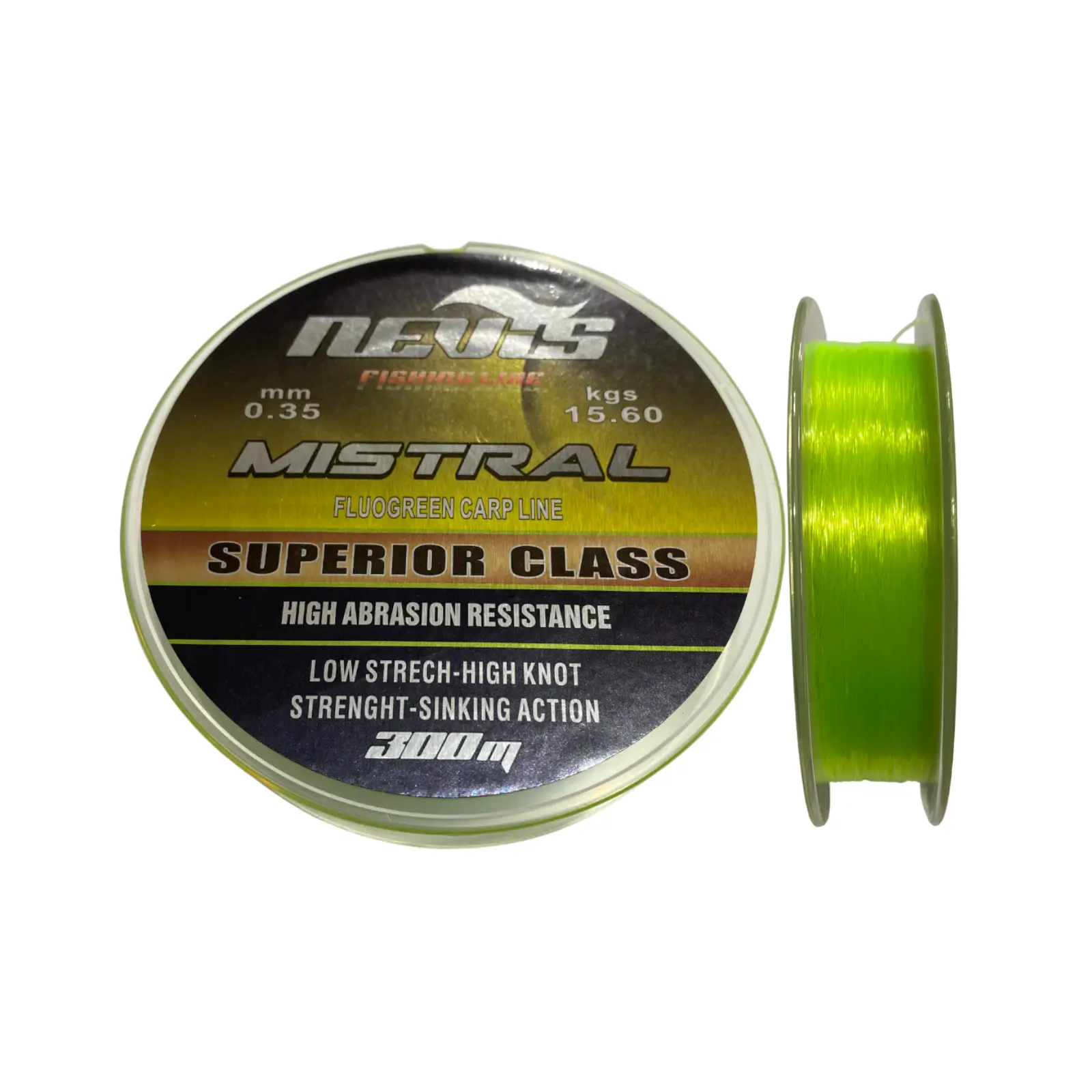Fir Monofilament Nevis Mistral Fluo Green 300m 0,35mm, 300M