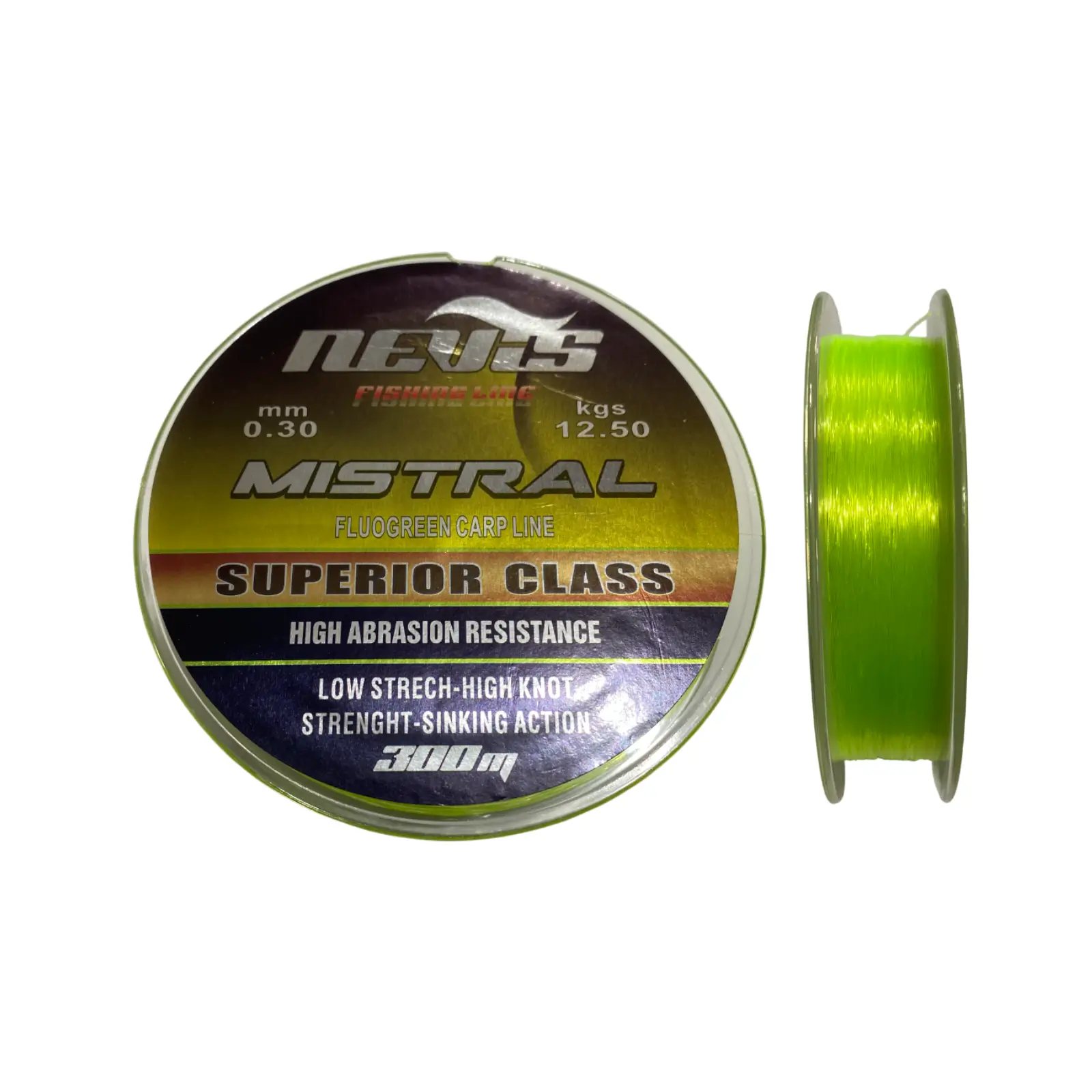 Fir Monofilament Nevis Mistral Fluo Green 300m 0,30mm, 300M