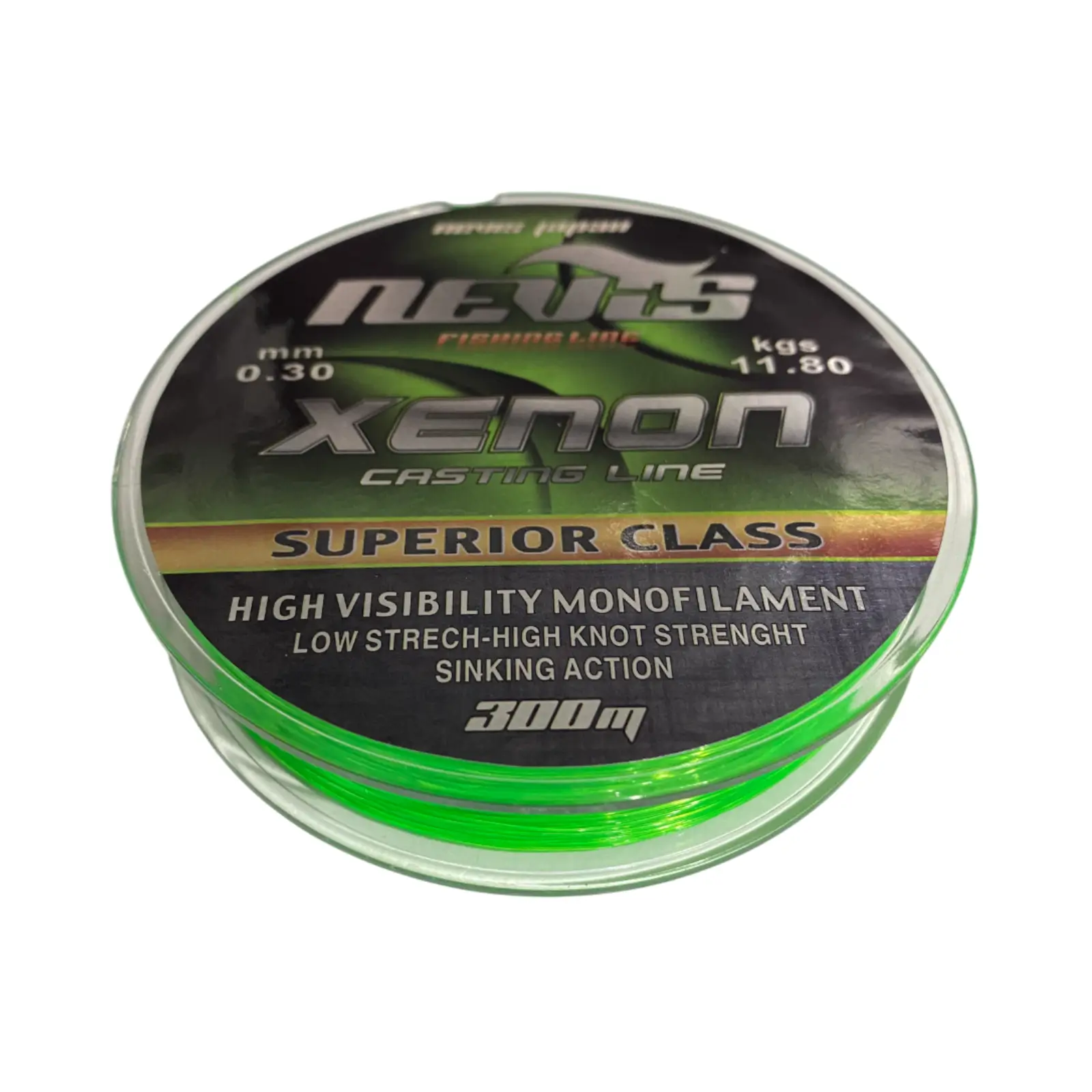 Fir Monofilament Nevis Xenon 300m Verde Fluo 0,30mm, 300M, 11,80KG