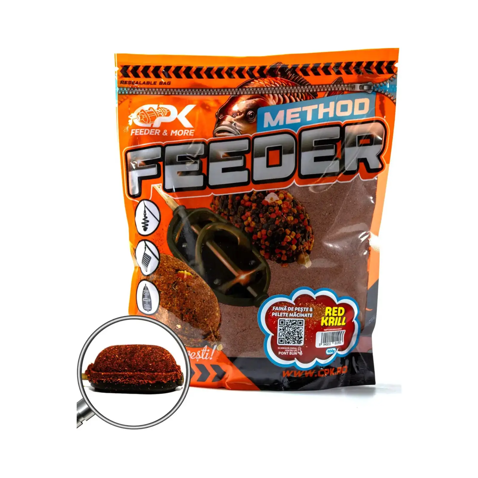 GROUNDBAIT METHOD FEEDER FAINA DE PESTE PELETE MACINATE CPK Mix 900g Krill