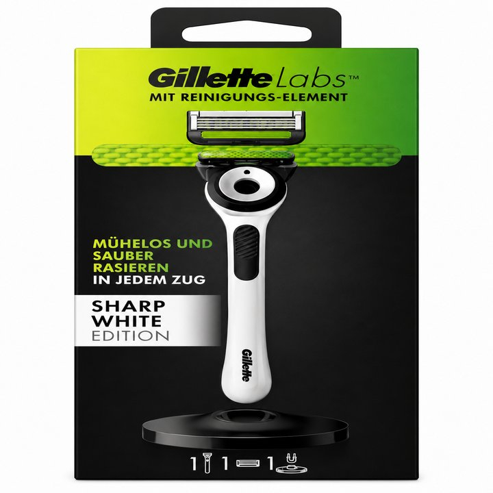 Aparat de ras Gillette Labs Sharp White Edition, 1 rezerva, suport magnetic [2]