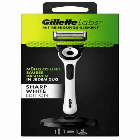 Aparat de ras Gillette Labs Sharp White Edition, 1 rezerva, suport magnetic [1]