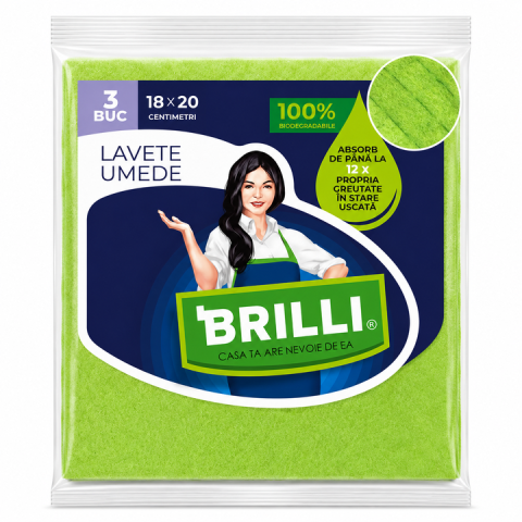 Lavete - Brilli Lavete Umede Premium Super Absorbante 18x20 cm 3 buc
