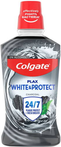 Apa de gura - Colgate Plax White & Protect Charcoal Apa de Gura fara Alcool 500 ml