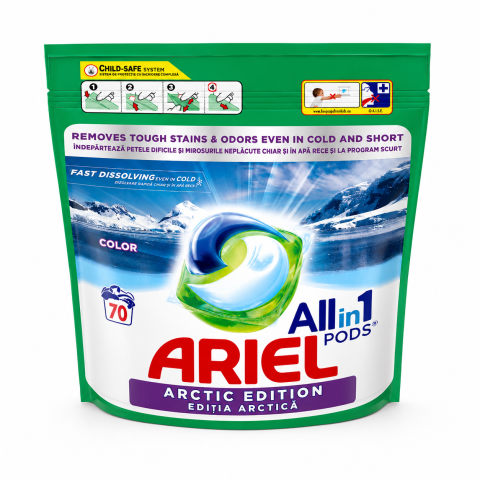 Detergenti rufe - Detergent de rufe capsule Ariel Allin1 PODS Artic Color, 70 Spalari