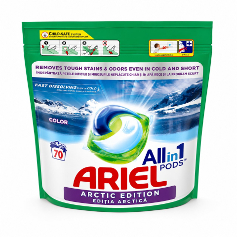 Detergenti rufe - Detergent de rufe capsule Ariel Allin1 PODS Artic Color, 70 Spalari