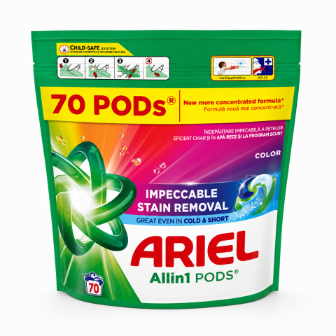 Detergenti rufe - Detergent de rufe capsule Ariel Allin1 PODS Impeccable Stain Removal, 70 Spalari