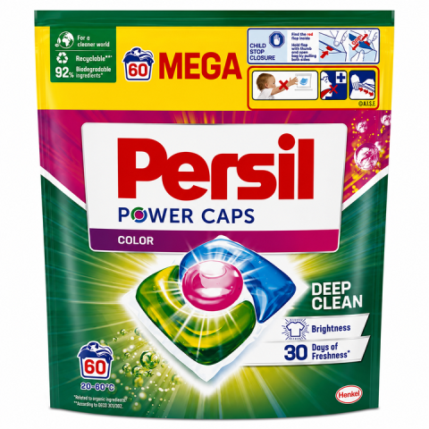 Detergenti rufe - Detergent de rufe capsule Persil Power Caps Color Mega, 60 Spalari