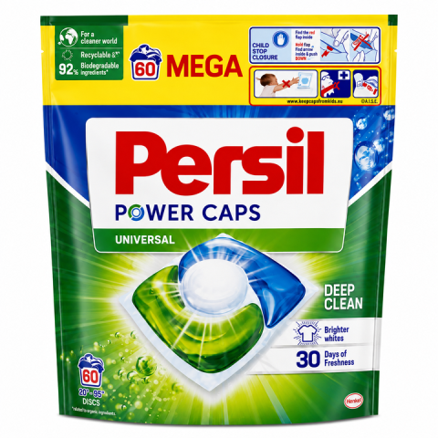 Detergenti rufe - Detergent de rufe capsule Persil Power Caps Universal Mega, 60 Spalari