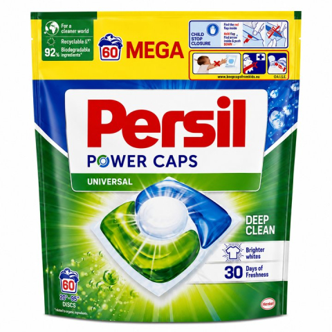 Detergenti rufe - Detergent de rufe capsule Persil Power Caps Universal Mega, 60 Spalari