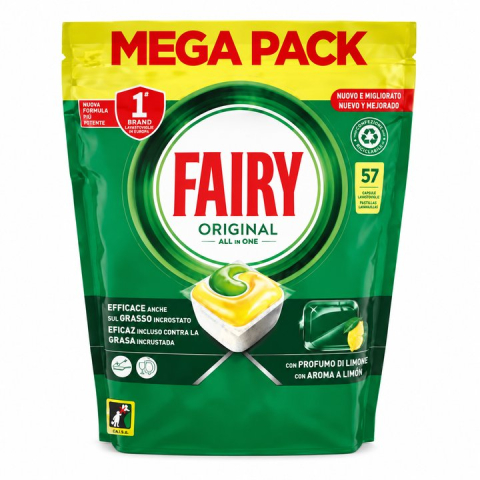 Curatenie - Detergent de vase capsule Fairy Original All in One Lemon, 57 Capsule