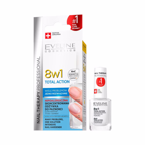 Manichiura - Eveline Nail Therapy Professional 8in1 Total Action Balsam Intensiv pentru Unghii 12 ml