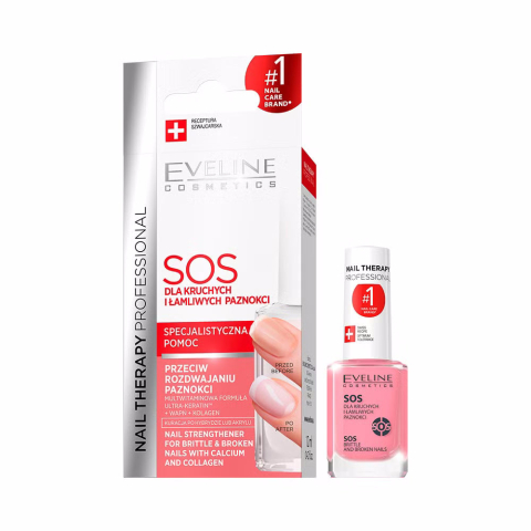 Manichiura - Eveline Nail Therapy Professional SOS Balsam pentru Unghii Casante si Rupte cu Calciu si Colagen 12 ml