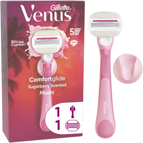 Epilare - depilare - Gillette Venus ComfortGlide Sugarberry Miami Aparat de Ras pentru Femei cu 5 Lame si 1 Rezerva