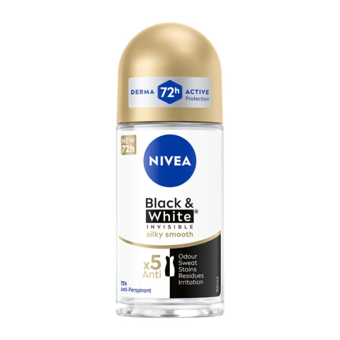 Deodorante femei - Nivea Invisible Black & White Silky Smooth Antiperspirant Roll-On pentru Femei 50 ml