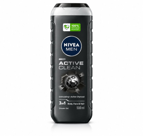 Dus si baie - Nivea Men Active Clean Gel de Dus 3in1 cu Carbune Activ 500 ml