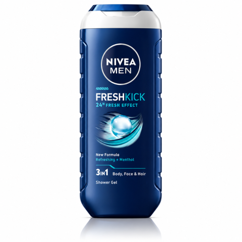 Ingrijire corp - Nivea Men Fresh Kick Gel de Dus 3in1 cu Mentol 500 ml